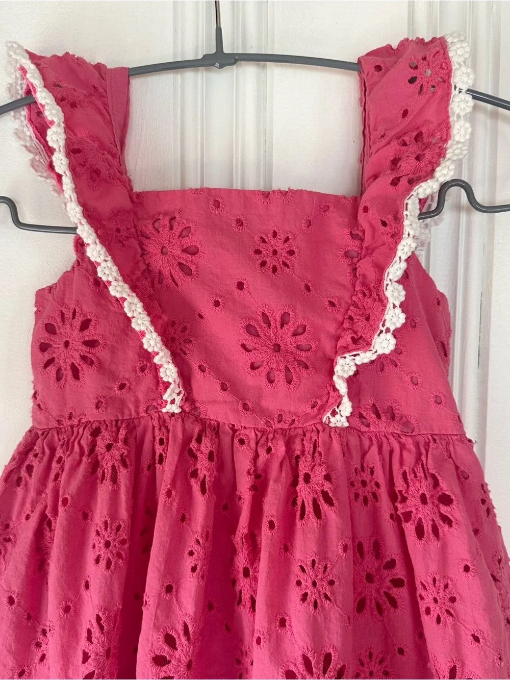 Kids 4T Eyelet Bow Dress in Pink by Blueberi Boulevard